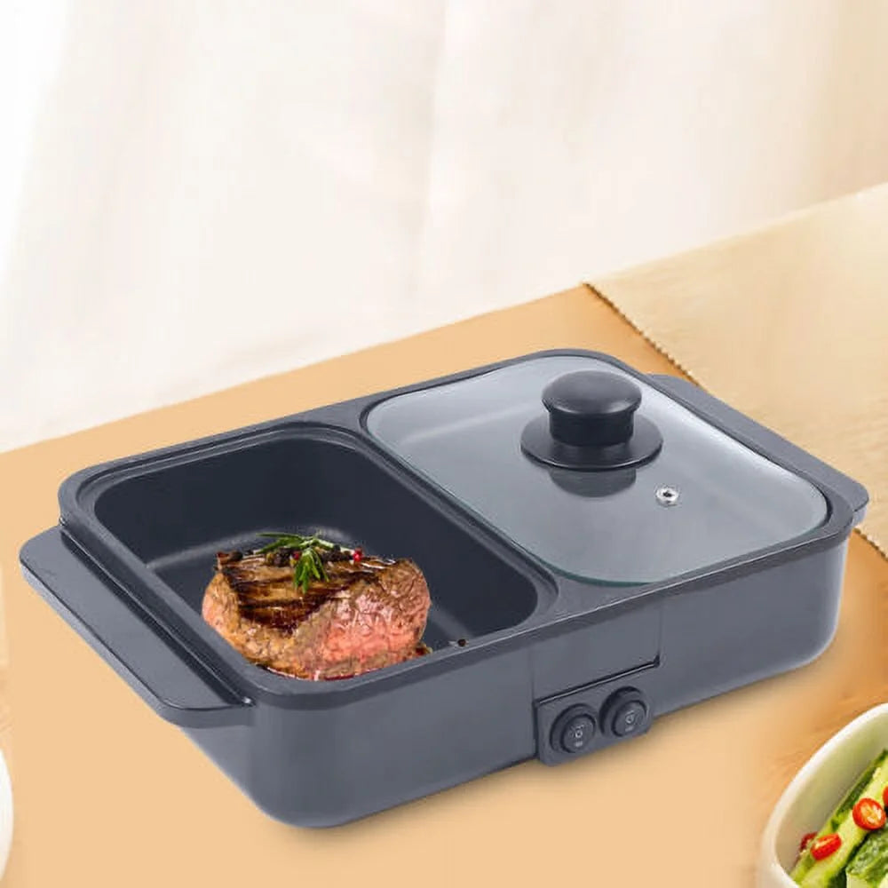 2 in 1 Non-Stick Electric Hot Pot BBQ Grill Pan 110V Y48440