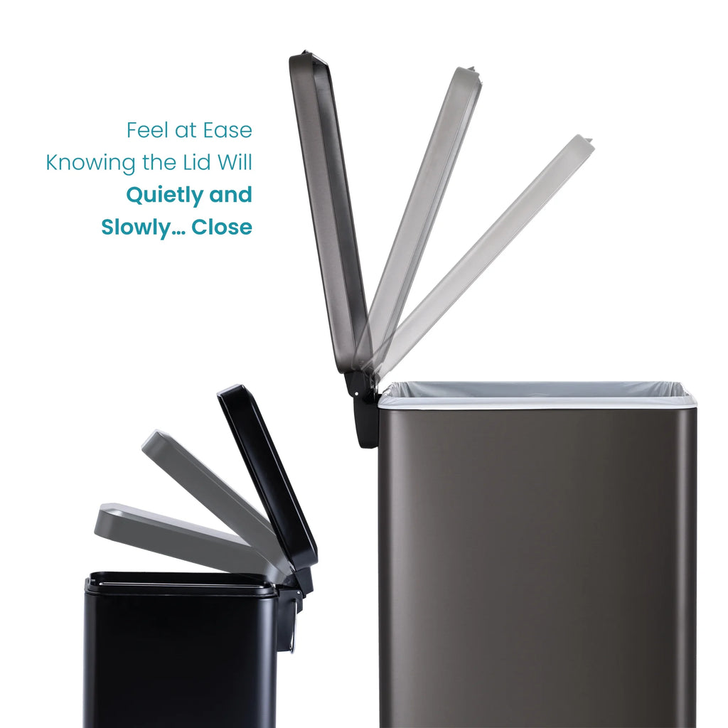 Black Stainless Steel Kitchen Trash Can Combo D608861