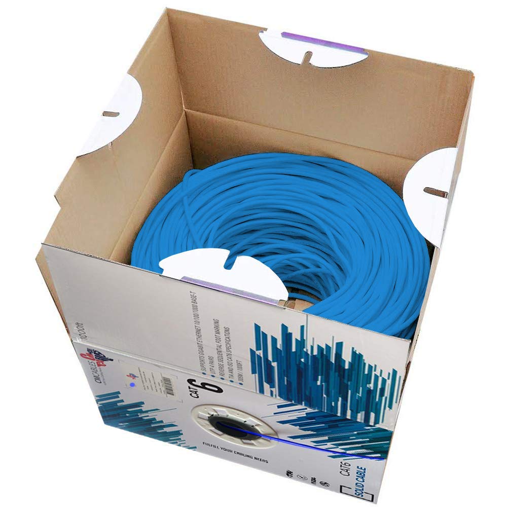 Cat6 Plenum UTP Solid Bulk Ethernet Network Cable 550 Mhz 23 AWG Blue A1920