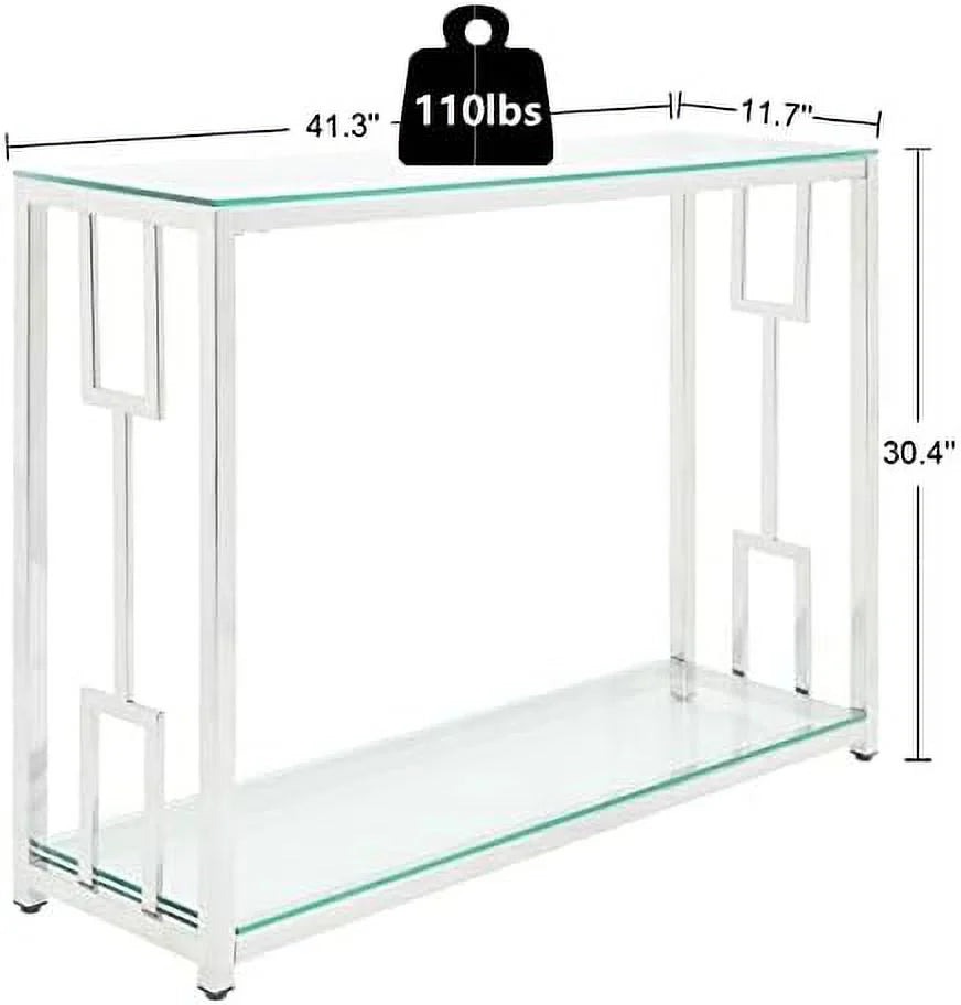 Glass Console Table with Shelves H42980
