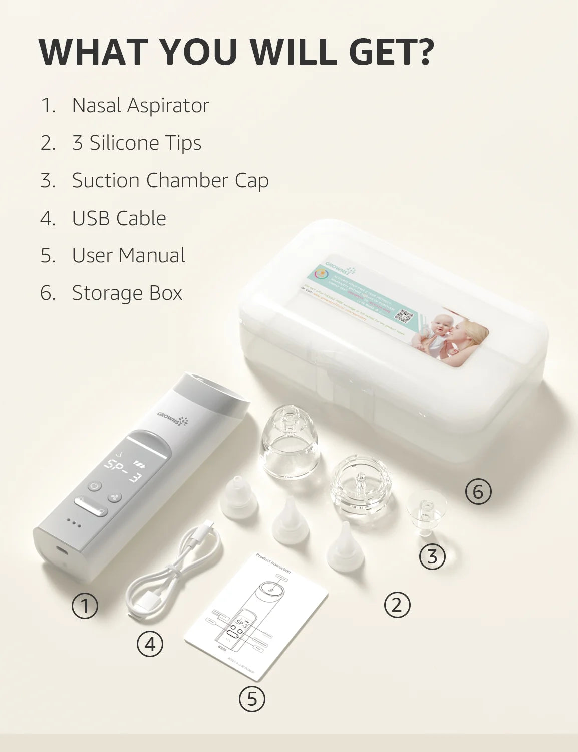 Baby Nasal Aspirator with 3 Silicone Tips G166