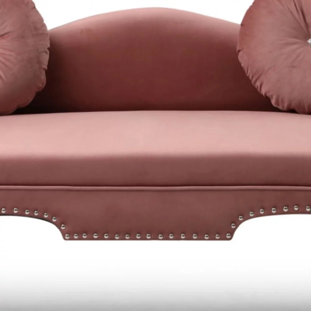 Rose Velvet Upholstered Loveseat Sofa with 2 Pillows B221