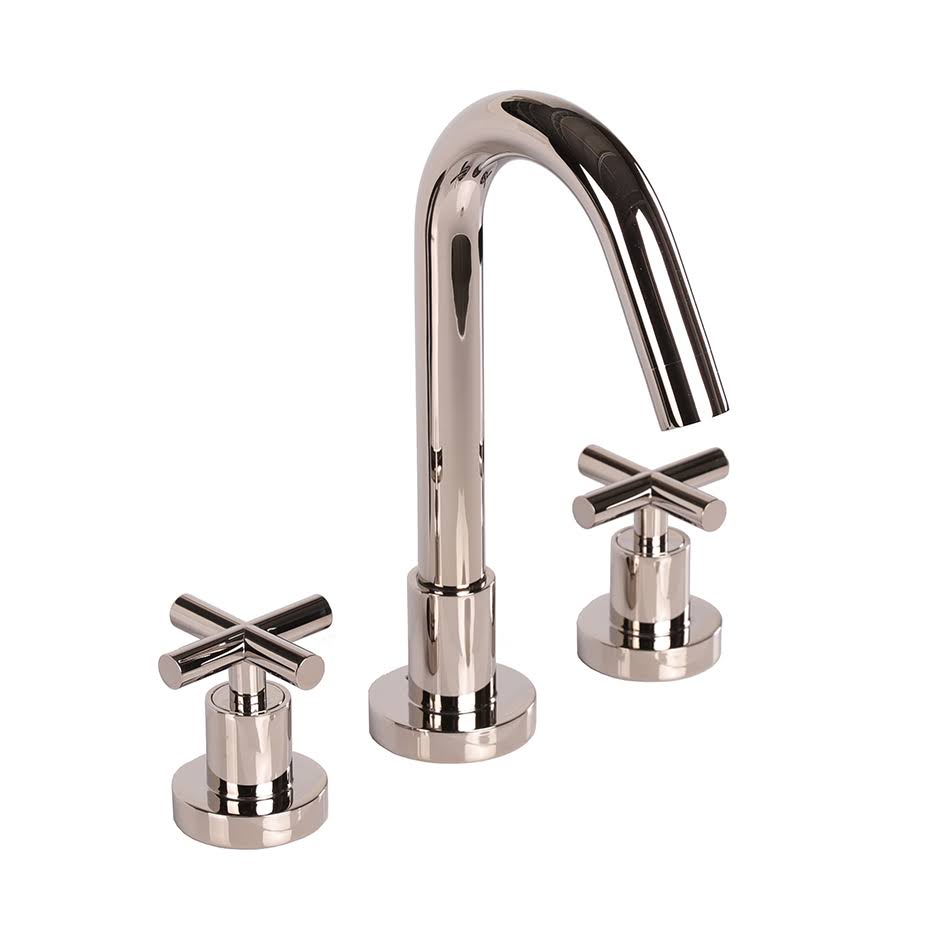 Polished Nickel Widespread Bathroom Faucet with Drain Assembly L630604