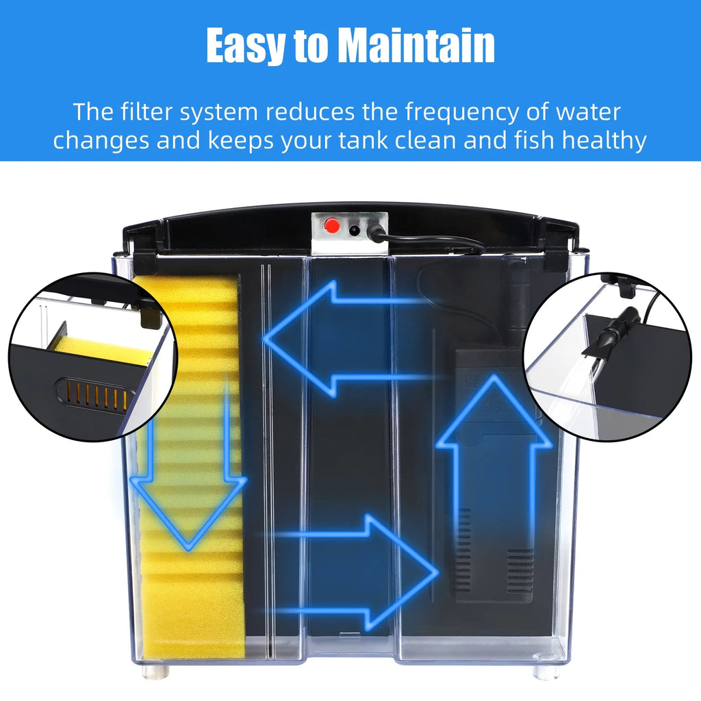 1.2 Gallon Betta Fish Tank Starter Kit with LED Light and Water Filter Pump R982