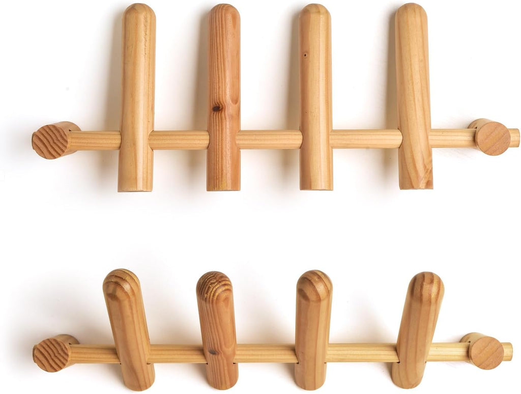 Wooden Wall Mounted Coat Rack with 4 Pegs M9625