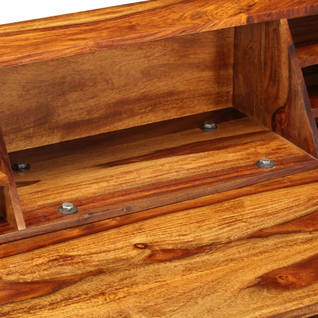 Sheesham Wood Writing Desk with 2 Drawers and Keyboard Shelf H376158