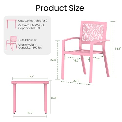 Peacock Blue Stackable Bistro Set with 2 Chairs and 1 Coffee Table P37252
