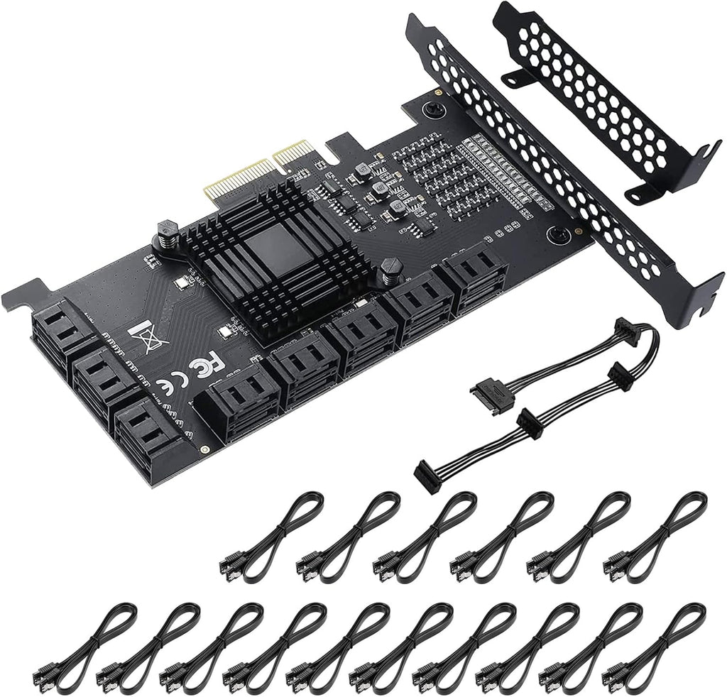 10 Port PCIe SATA 3.0 6 Gbps Controller Card with 10 SATA Cables K2993