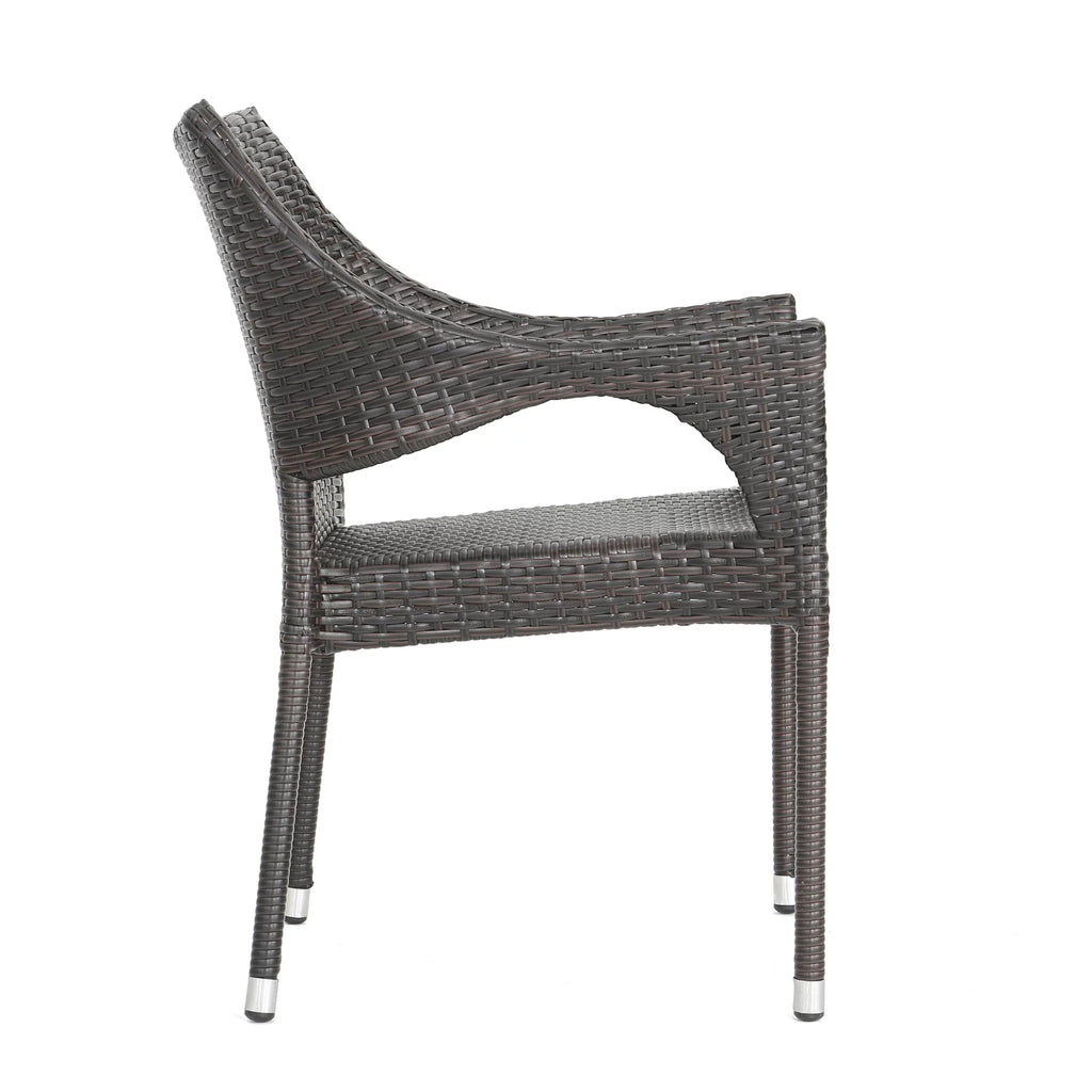 5 Piece Wicker Dining Set with Foldable Table and Stacking Chairs M6476