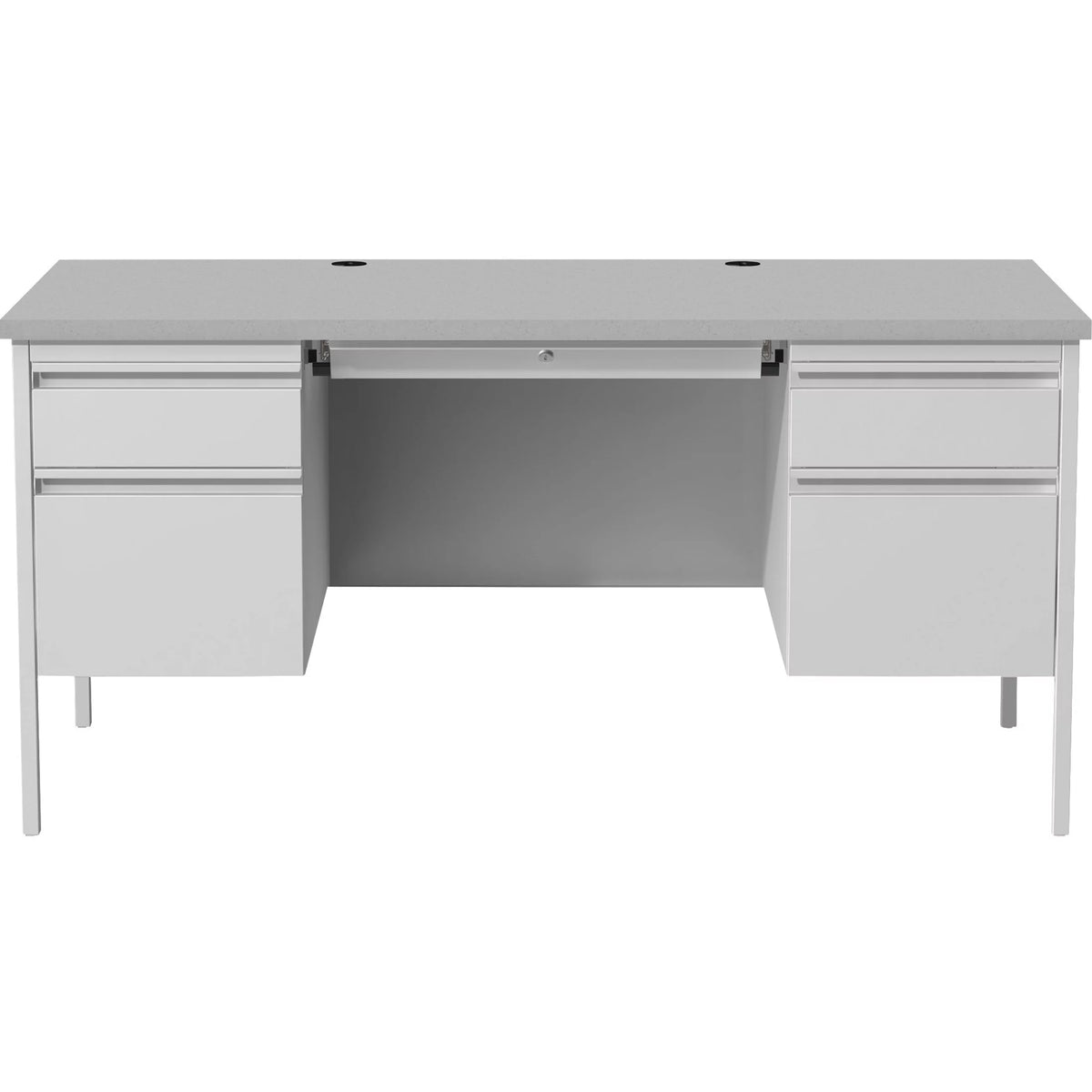 Grey Double Pedestal Steel Laminate Desk I386