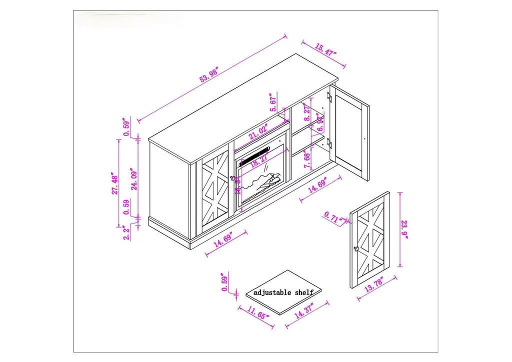 White TV Stand with Electric Fireplace D69463