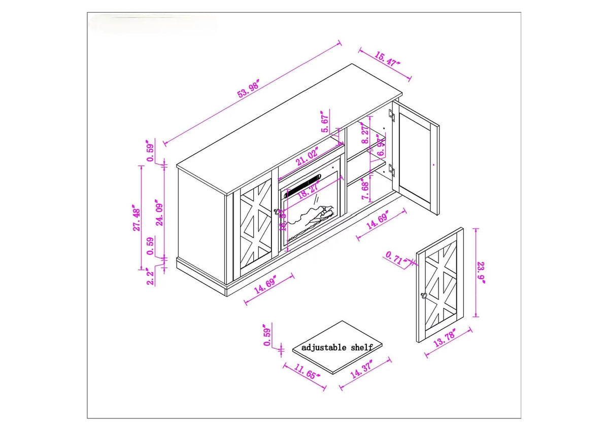 White TV Stand with Electric Fireplace D69463