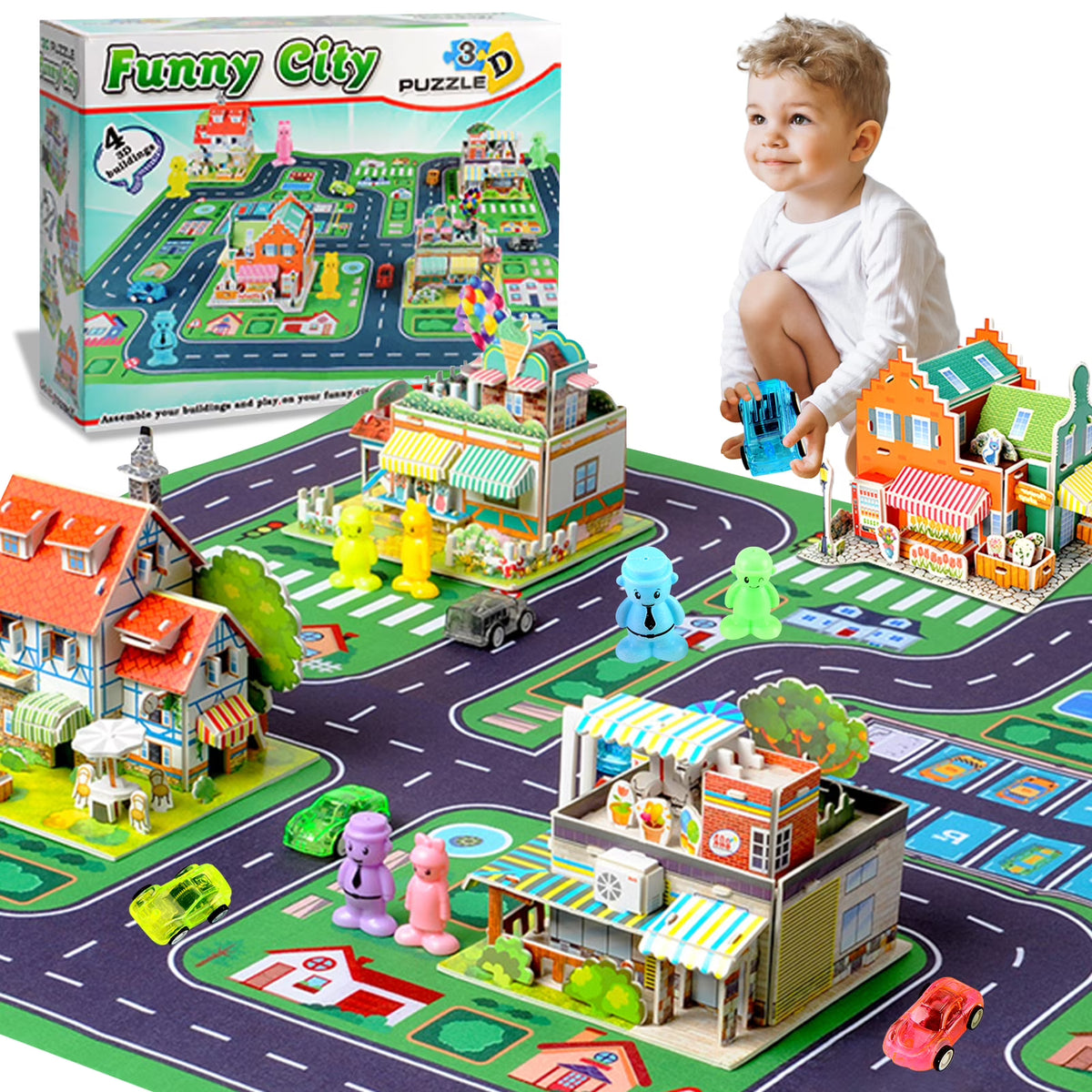 Building Blocks Set with 5 Toy Cars Y2960