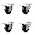 Phenolic Swivel Caster Set of 4 with 3x22 Wheel and Total Lock Brake K1443