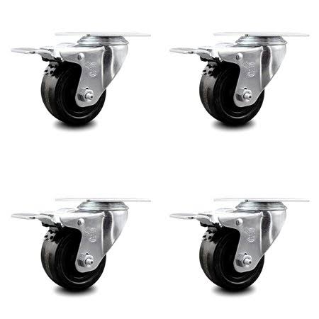 Phenolic Swivel Caster Set of 4 with 3x22 Wheel and Total Lock Brake K1443