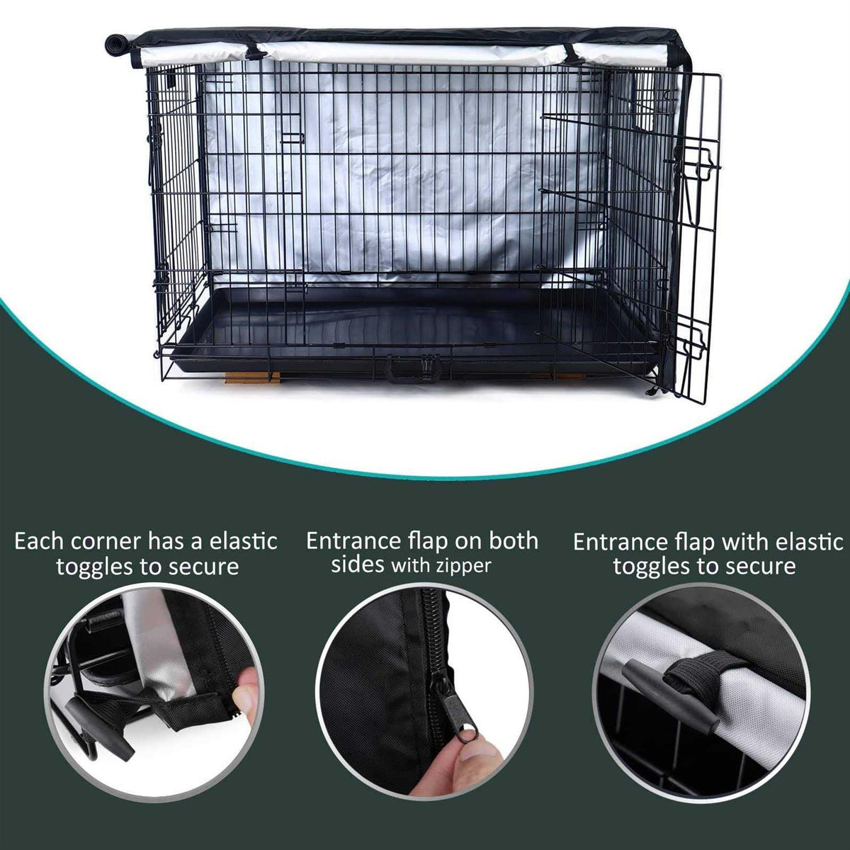 Double Door Waterproof Anti-UV Dog Crate Cover G1691