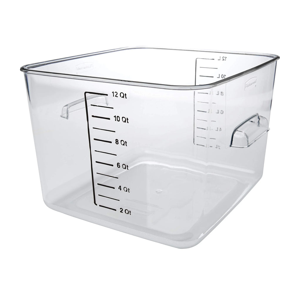 Plastic Square Food Storage Container, 12 Quart, Clear V610475