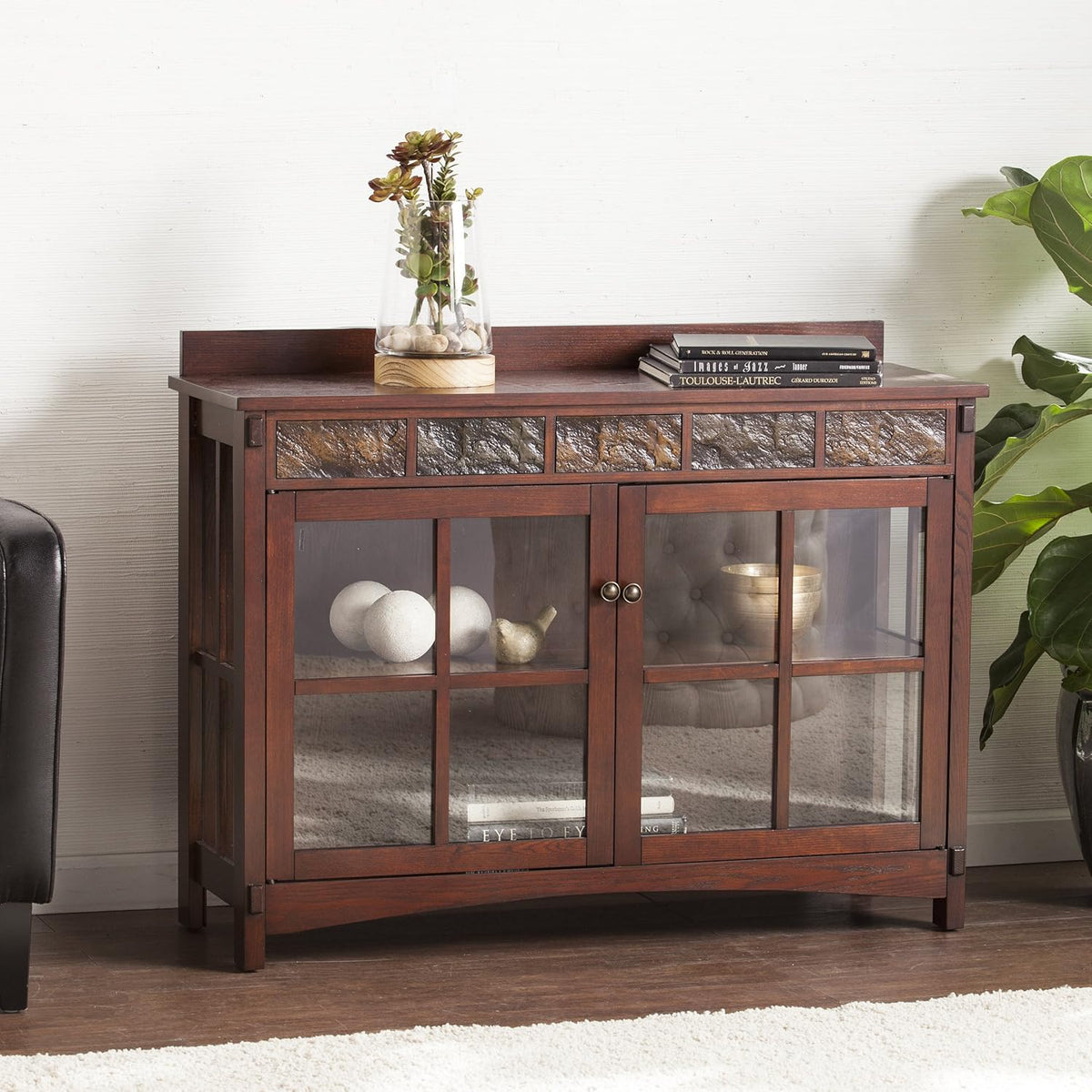 Red Washed Sideboard & Curio R769