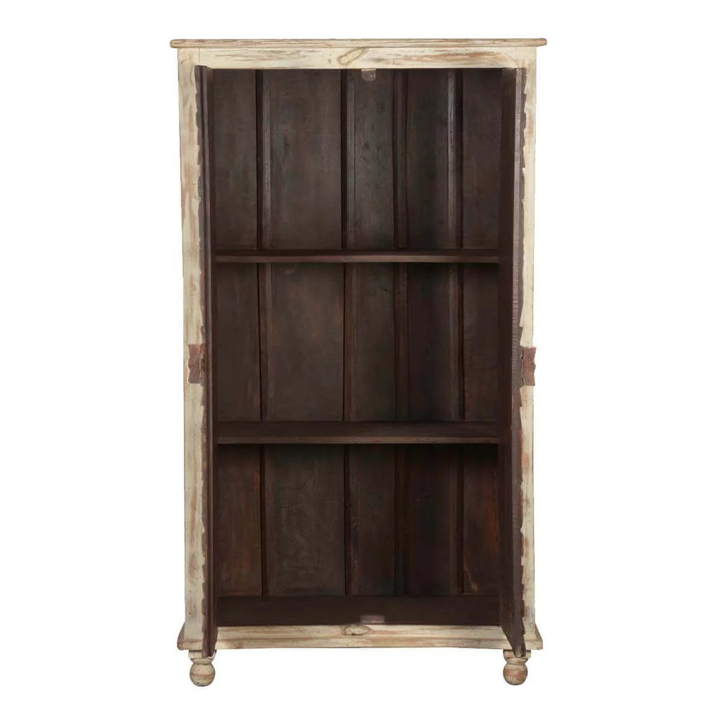 Solid Wood Distressed White Armoire with Shelves L182