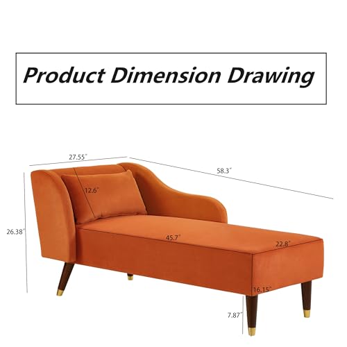 Grey Velvet Chaise Lounge with Tilting Backrest L81045