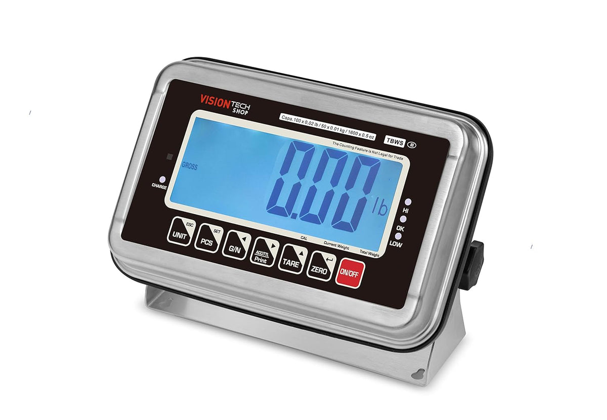Stainless Steel Bench Scale, 200lb Capacity, 0.05lb Readability N92229