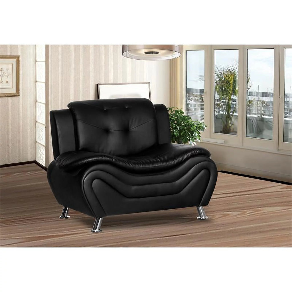 Black 3 Piece Sofa Loveseat and Armchair Living Room Set R26422