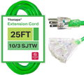 10/3 SJTW Neon Green 10 Gauge Extension Cord with 3 Outlets R66202
