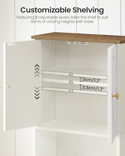 White and Walnut Bathroom Wall Cabinet with Towel Bar Y563