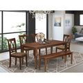 6 Pc Dining Set with Table Chairs and Bench Mahogany Finish Q93254