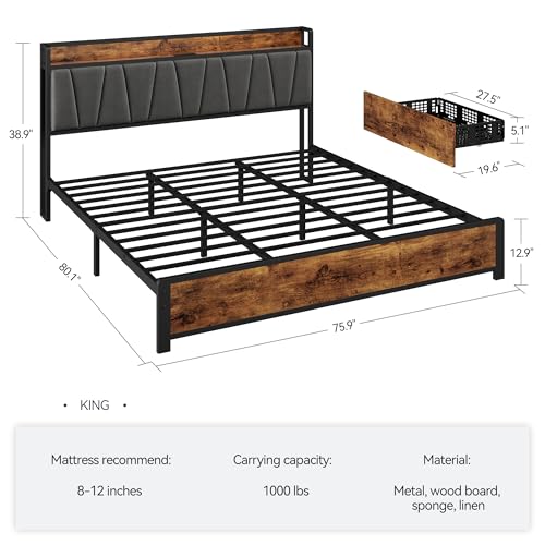 Full Size Linen Upholstered Bed Frame with 4 Drawers X2359