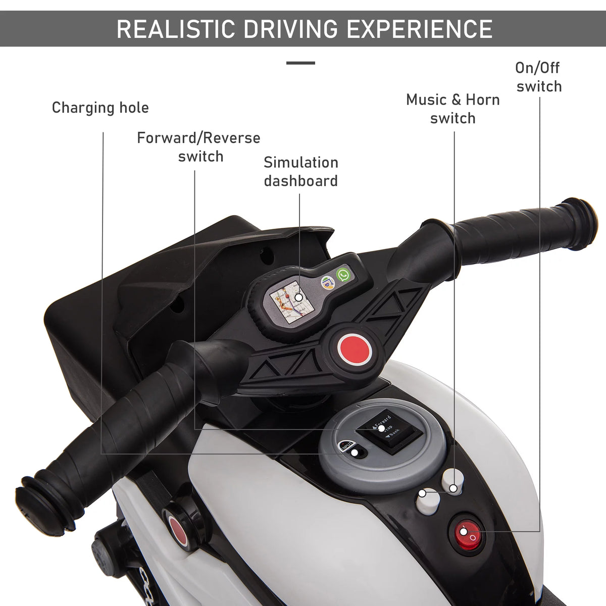 6 V Motorcycle Powered Ride-On with Headlights O2058
