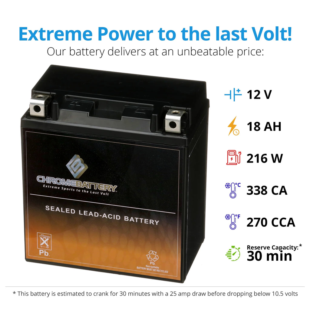 12 Volt 18 Ah 270 CCA Motorcycle Battery P24111