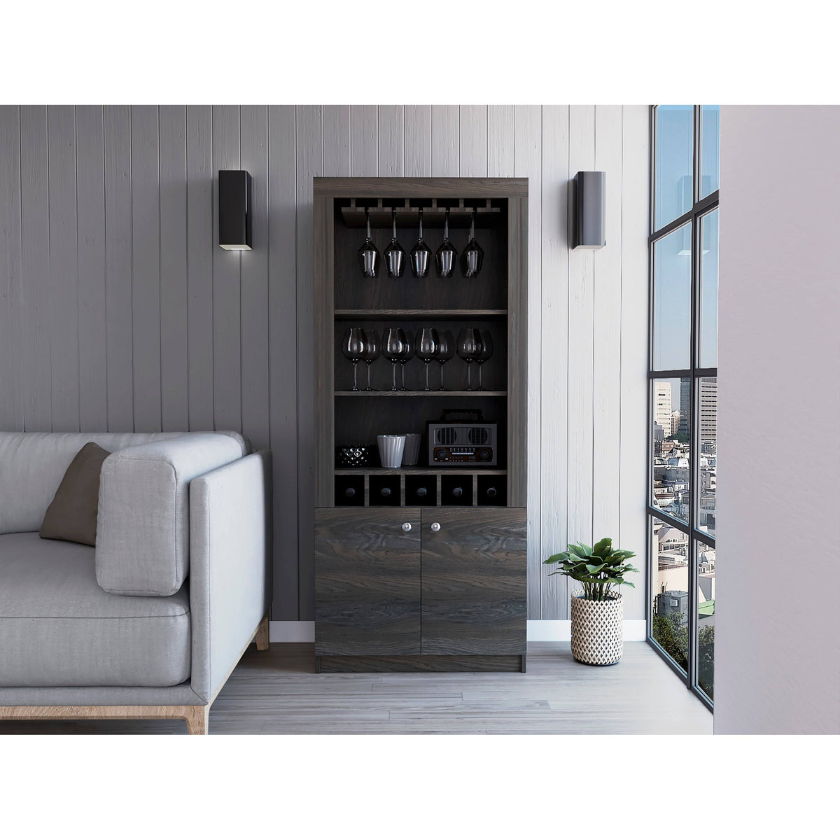 Black Wengue Bar Cabinet D81046