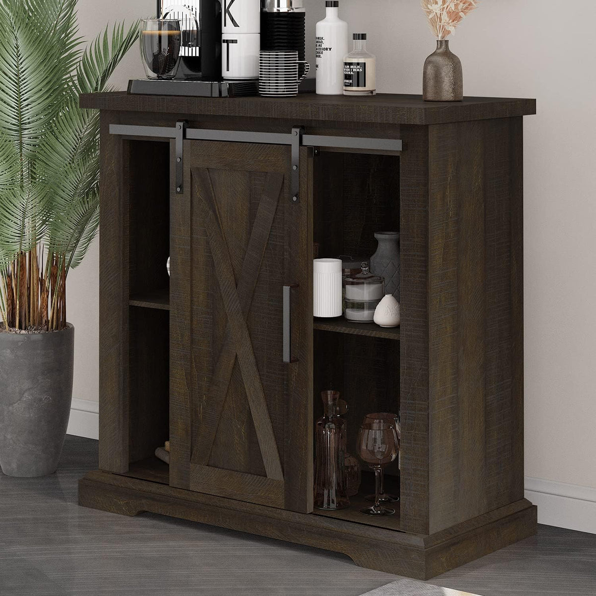 Rustic Storage Cabinet with Sliding Barn Doors K638648