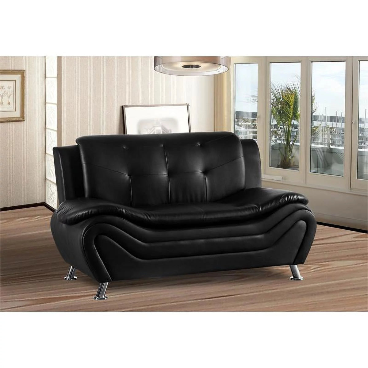 Black 3 Piece Sofa Loveseat and Armchair Living Room Set R26422