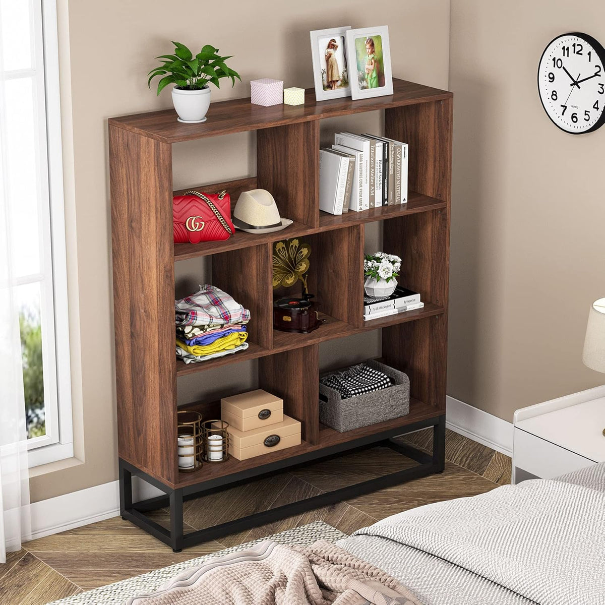 3 Tier 7-Cube Open Shelf Bookcase with Metal Leg A3535