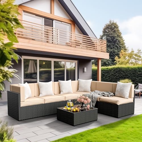 7 Pieces Wicker Patio Sectional Sofa Set with Coffee Table K58235