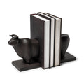 Black Cast Aluminum Bull Bookends Set of 2 D34466