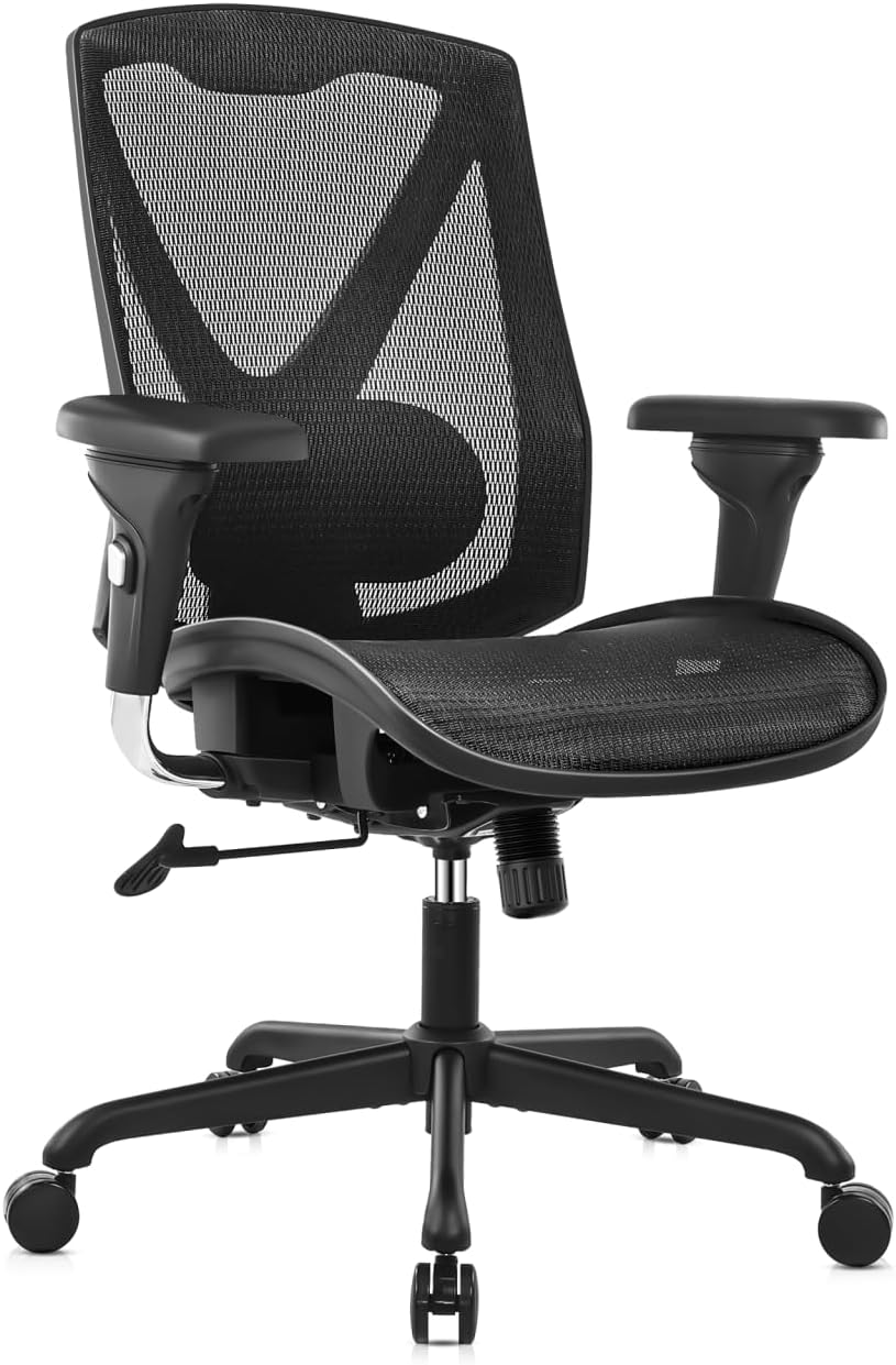 Executive Office Chair with Adjustable Lumbar Support and Swivel Mesh H393282