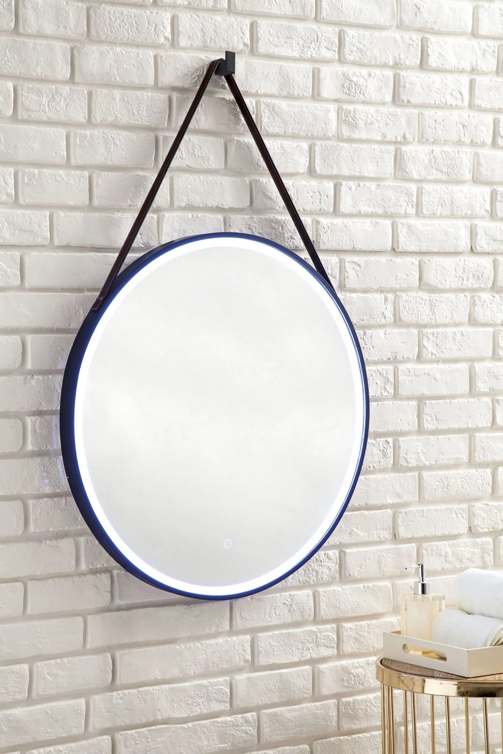 Matte Black Round LED Mirror J935665