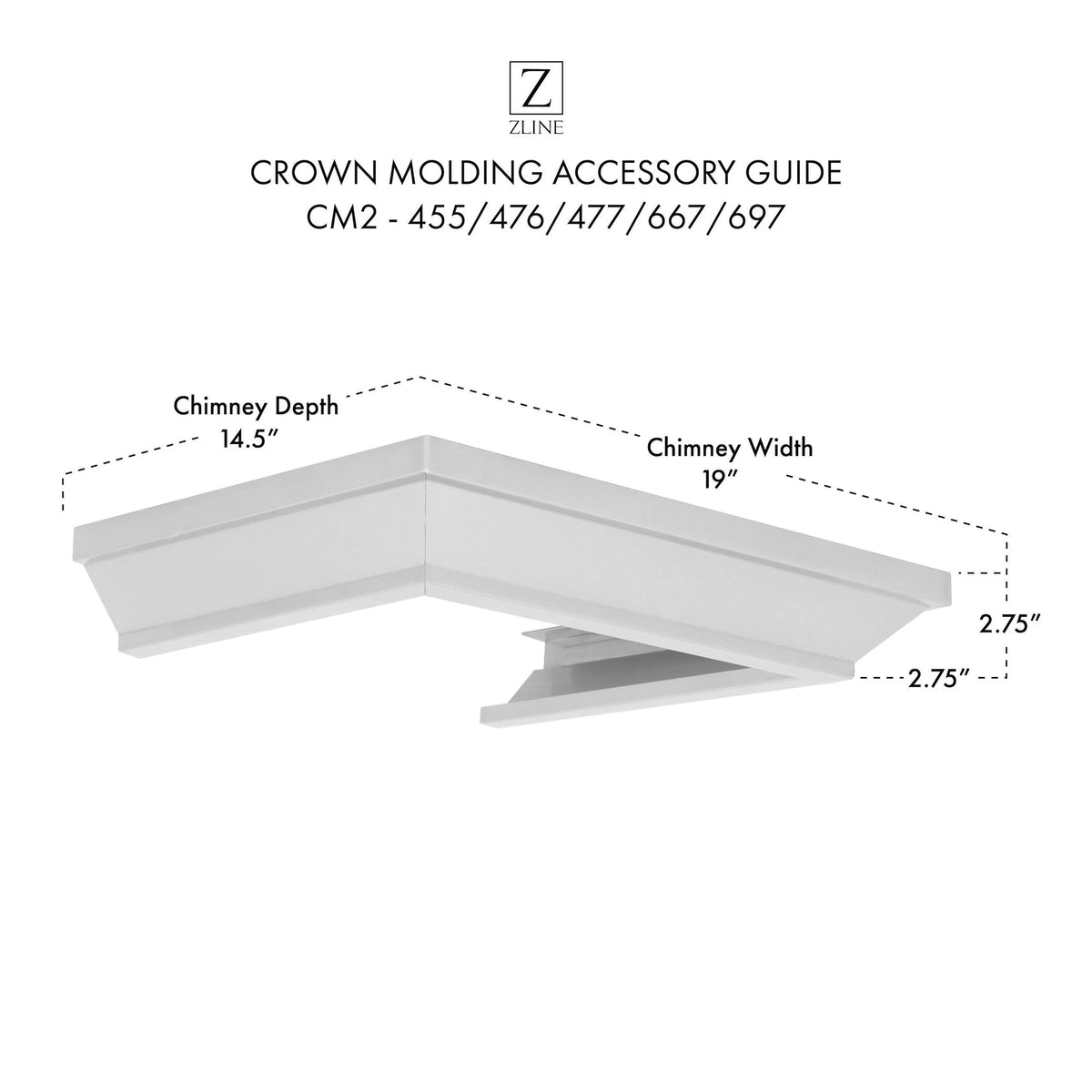 Crown Molding Profile for Wall Mount Range Hood C5613