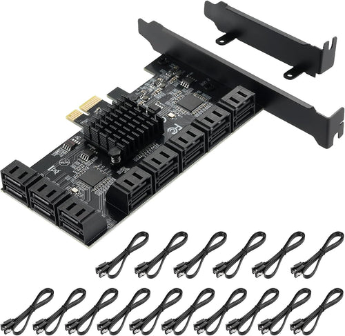 10 Port PCIe SATA 3.0 6 Gbps Controller Card with 10 SATA Cables K2993
