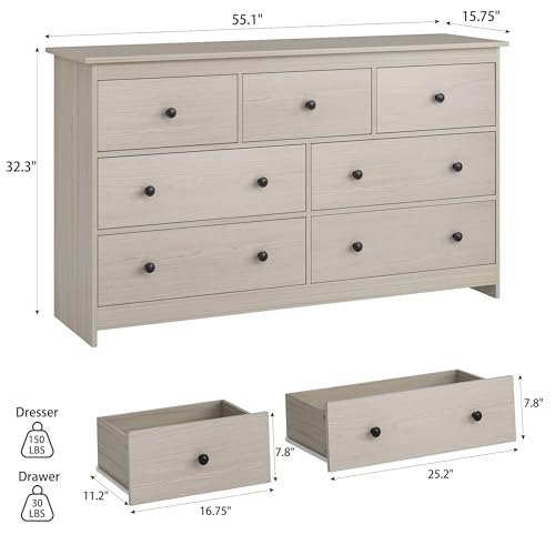 White 7 Drawer Wooden Dresser A320808