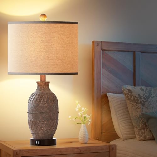 Set of 2 Dimmable Touch Control Table Lamps with USB Ports and AC Outlet B118224