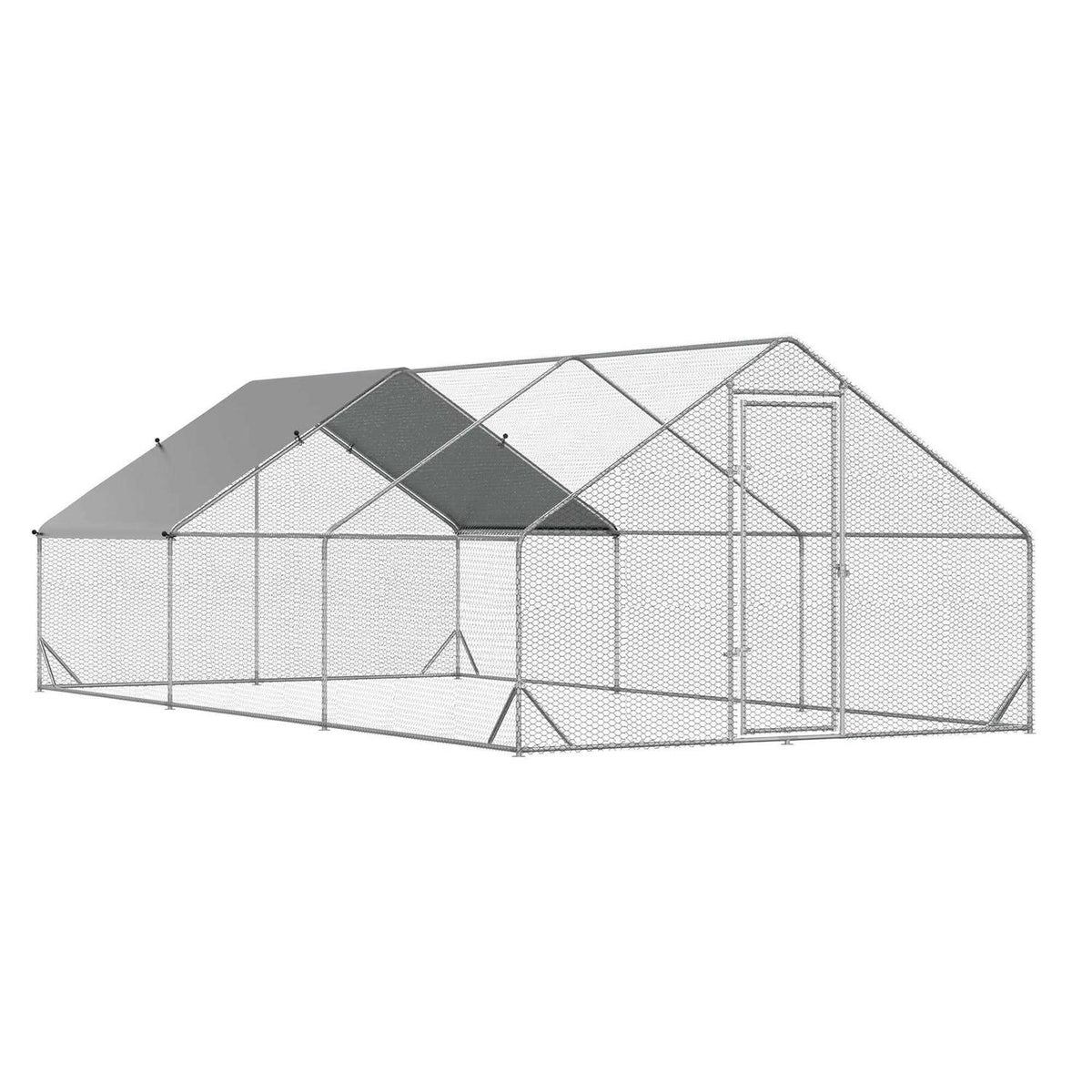 Large Metal Chicken Coop with Cover and Lockable Door P810