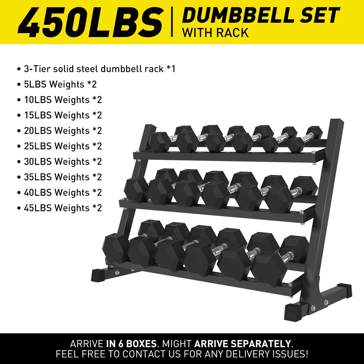 Rubber Hex Dumbbell Set with Racks I124