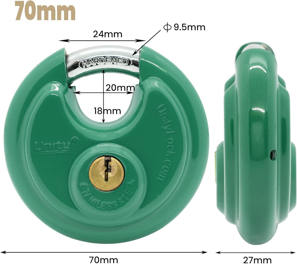 Green Disc Padlock 2-3/4" (70mm) (50) U485