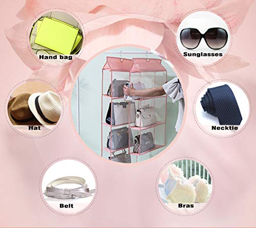 Gray Hanging Clear Handbag Purse Organizer with Hook 4 Pockets, 47.2 L x 15.7 W x 6.3 D W120599