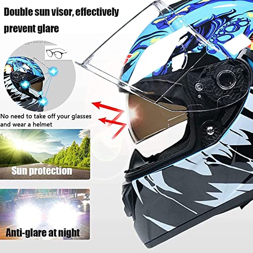 Motorcycle Sport Full Face Helmet, Dual Visor Adult Lightweight Helmet R754
