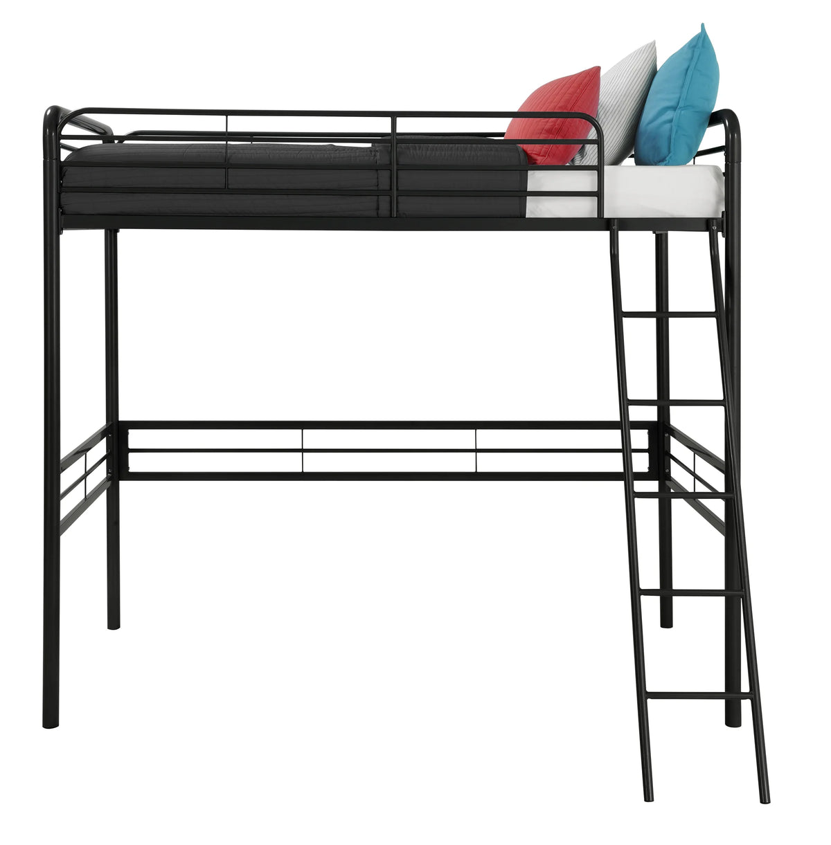 Black Twin Metal Loft Bed S7001